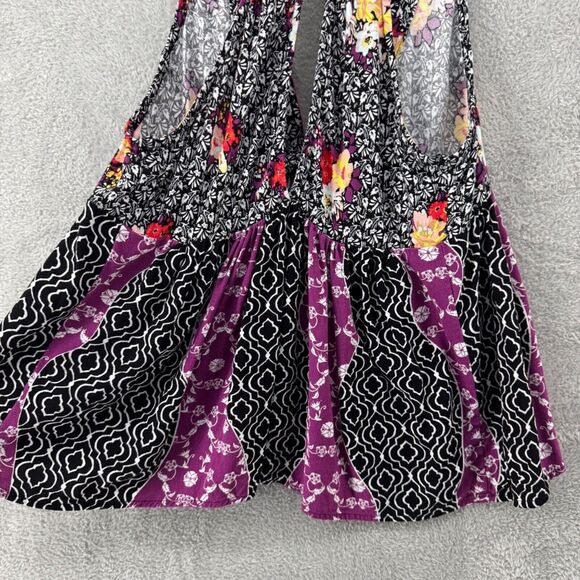 Free People Top Womens XS Black Dream Darlin Deep V-Neck Babydoll Boho Flowy - Picture 6 of 14